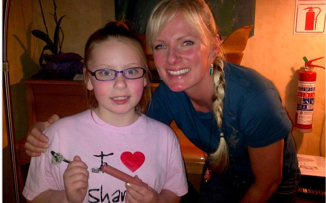 Alison Towner with a young guest, Bianca 